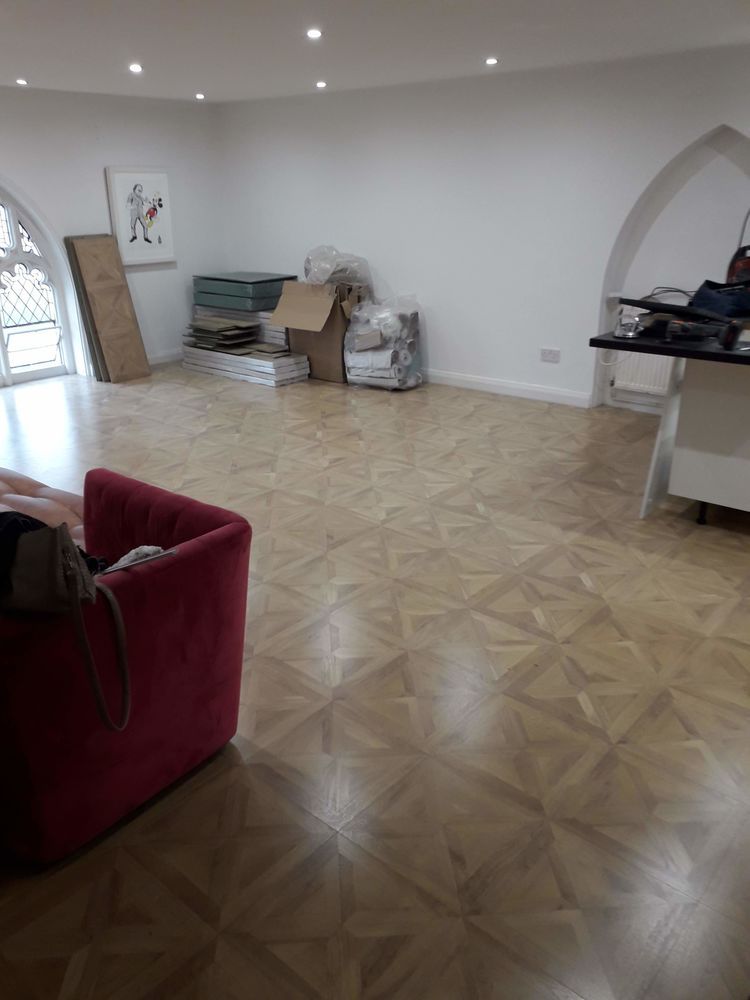 Parquet LVT flooring in a living room in Essex